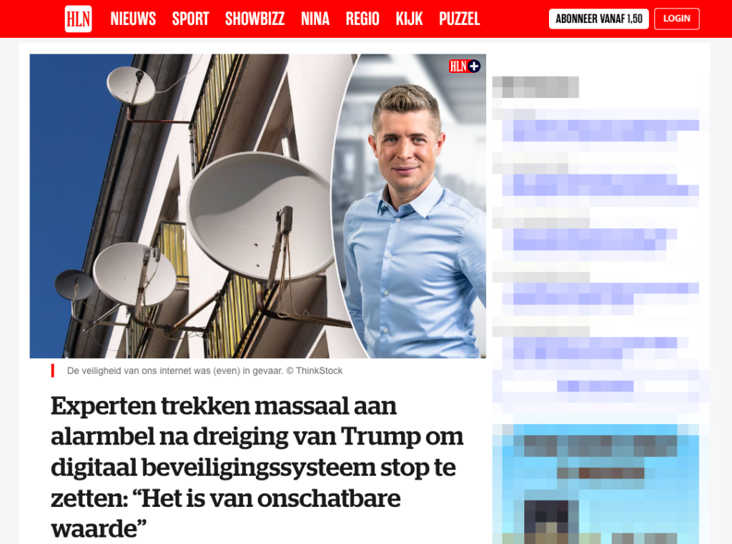 Ethisch hacker Reinaert Van de Cruys in HLN